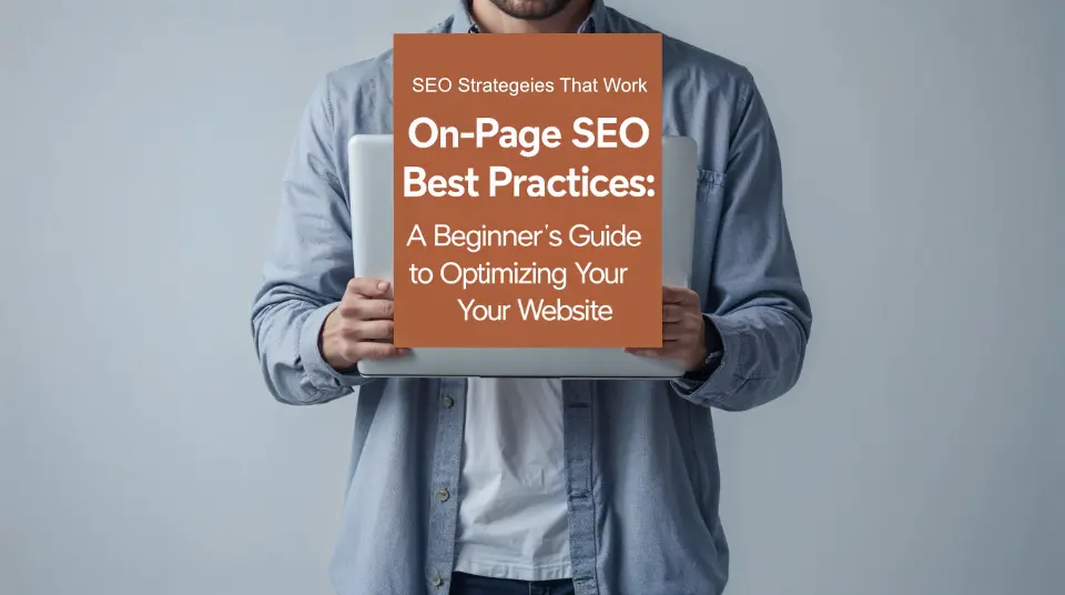 SEO Tips for Beginners written on a sign that a man is holding up.